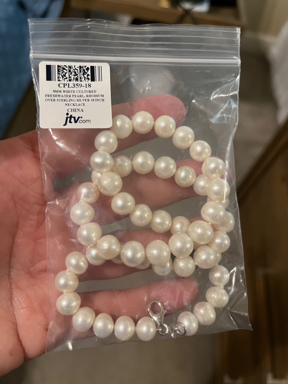 JTV White Cultured Freshwater Pearl Necklace with Rhodium Clasp w/pearl studs